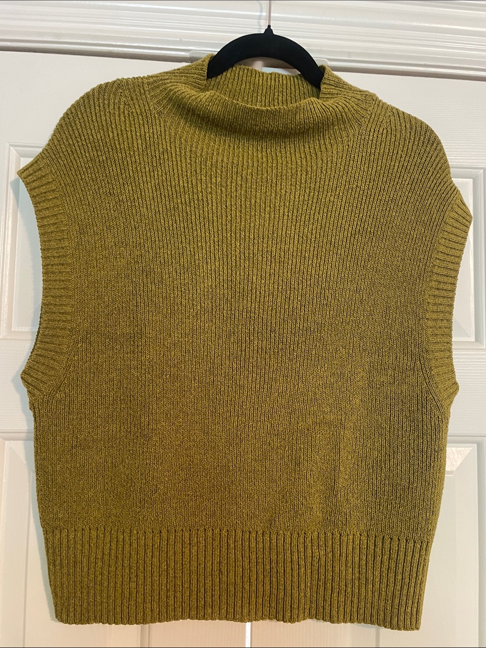 Anthropologie Maeve Olive Green Ribbed Knit Vest